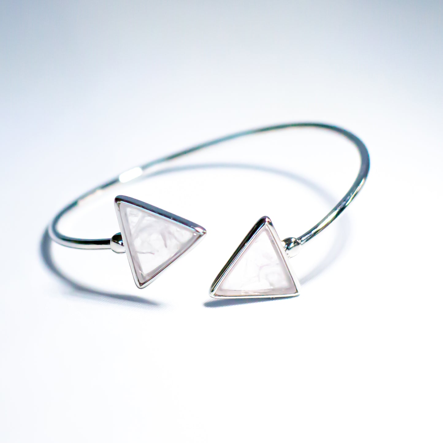 Pulseira Bracelete Pirâmide Duplo Ródio Branco