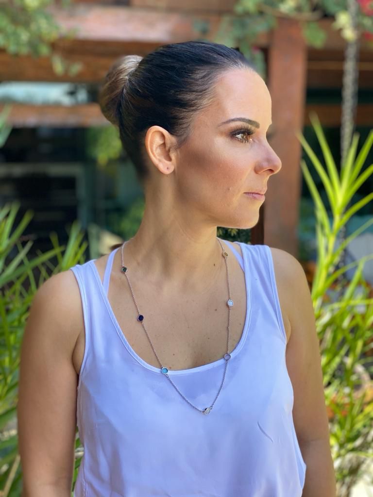 Colar Mix Mini Círculos Ródio Branco