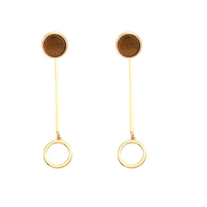 Brinco Lua + Círculo Vazado Ouro