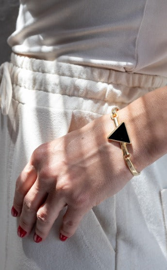 Pulseira Bracelete Pirâmide Ouro