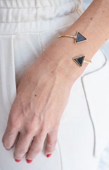 Pulseira Bracelete Pirâmide Duplo Ouro
