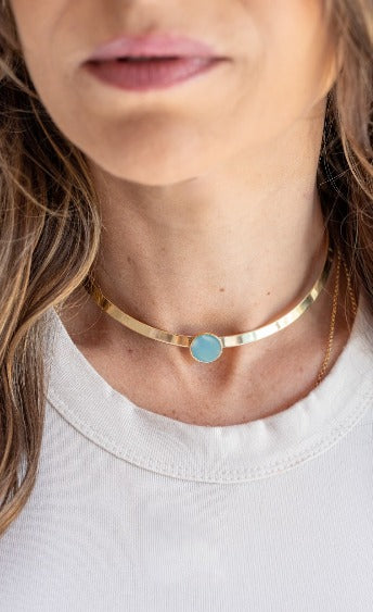 Colar Choker Lua Equilíbrio Ouro