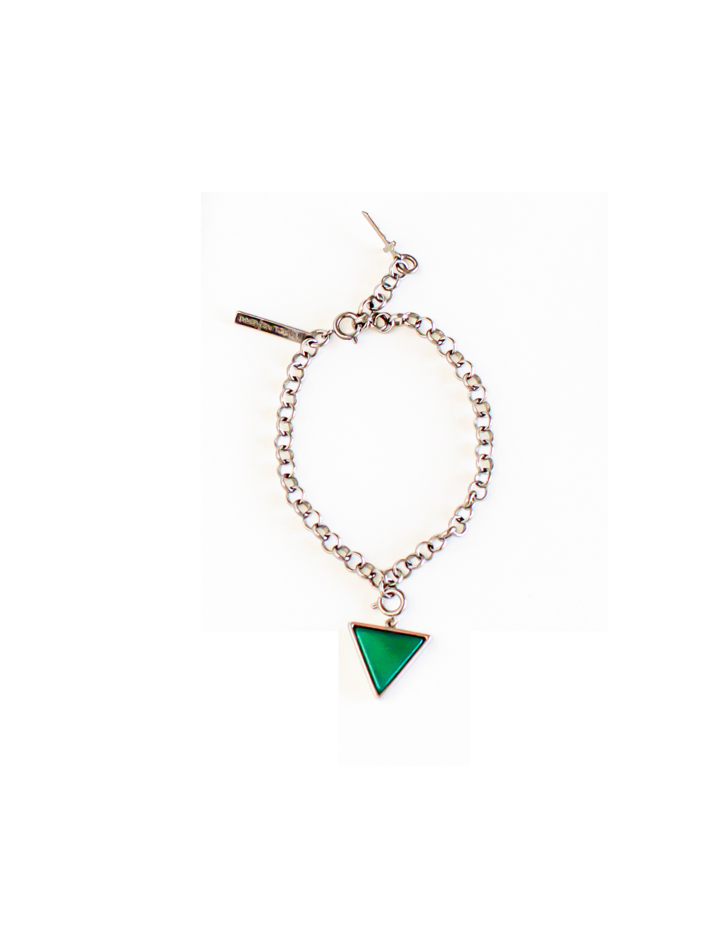 Pulseira Elos + Pingente Pirâmide Ródio Branco