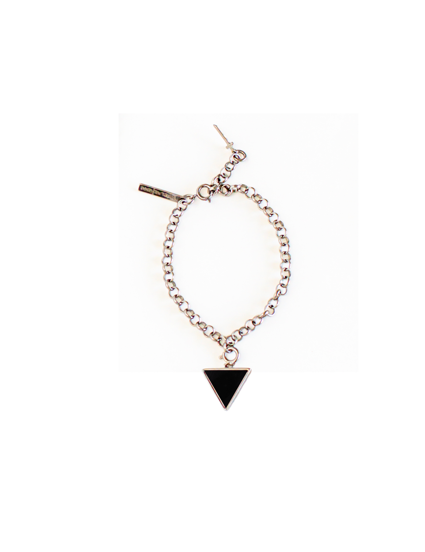 Pulseira Elos + Pingente Pirâmide Ródio Branco