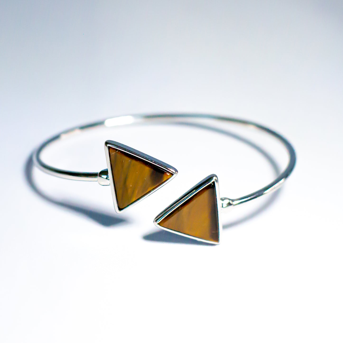Pulseira Bracelete Pirâmide Duplo Ródio Branco