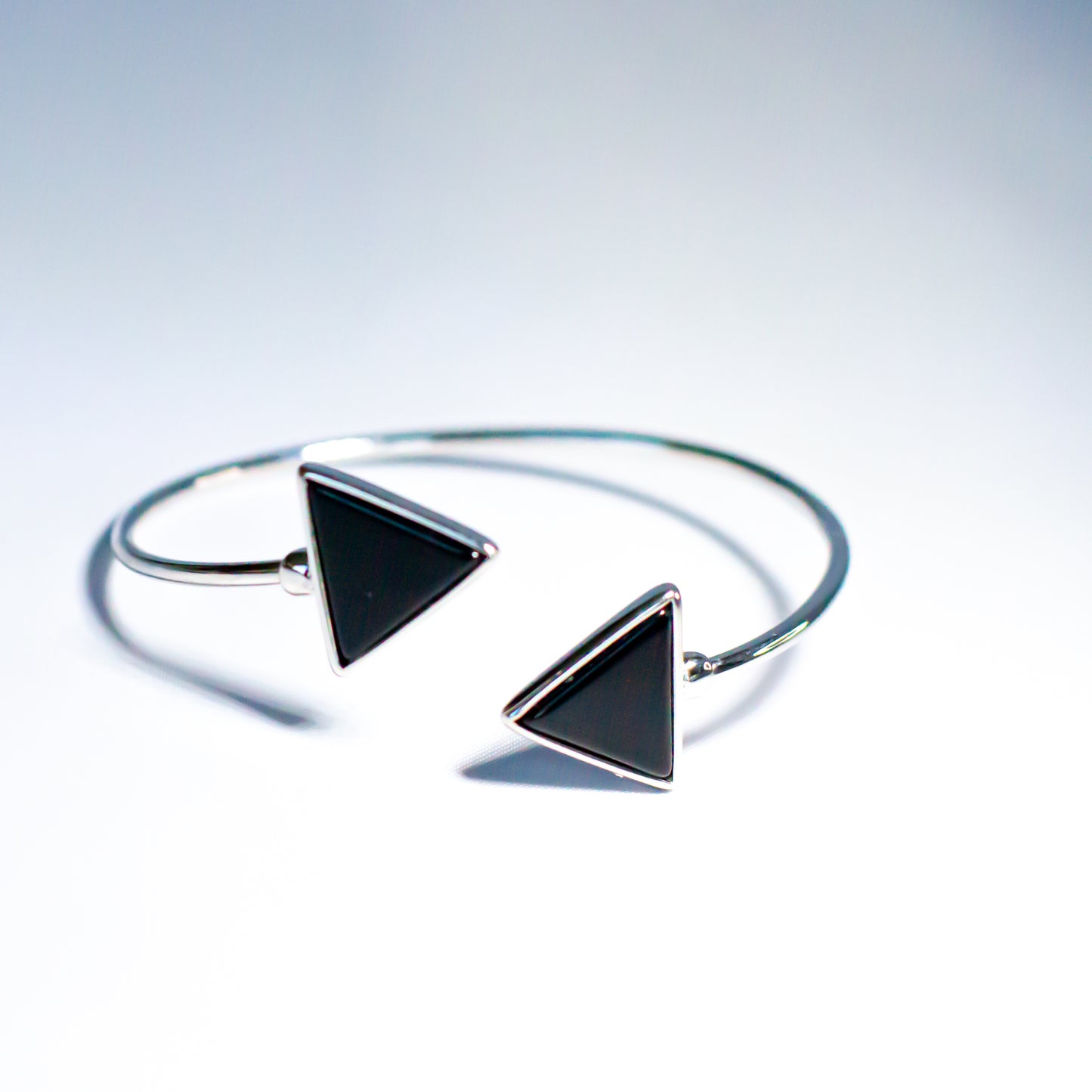 Pulseira Bracelete Pirâmide Duplo Ródio Branco