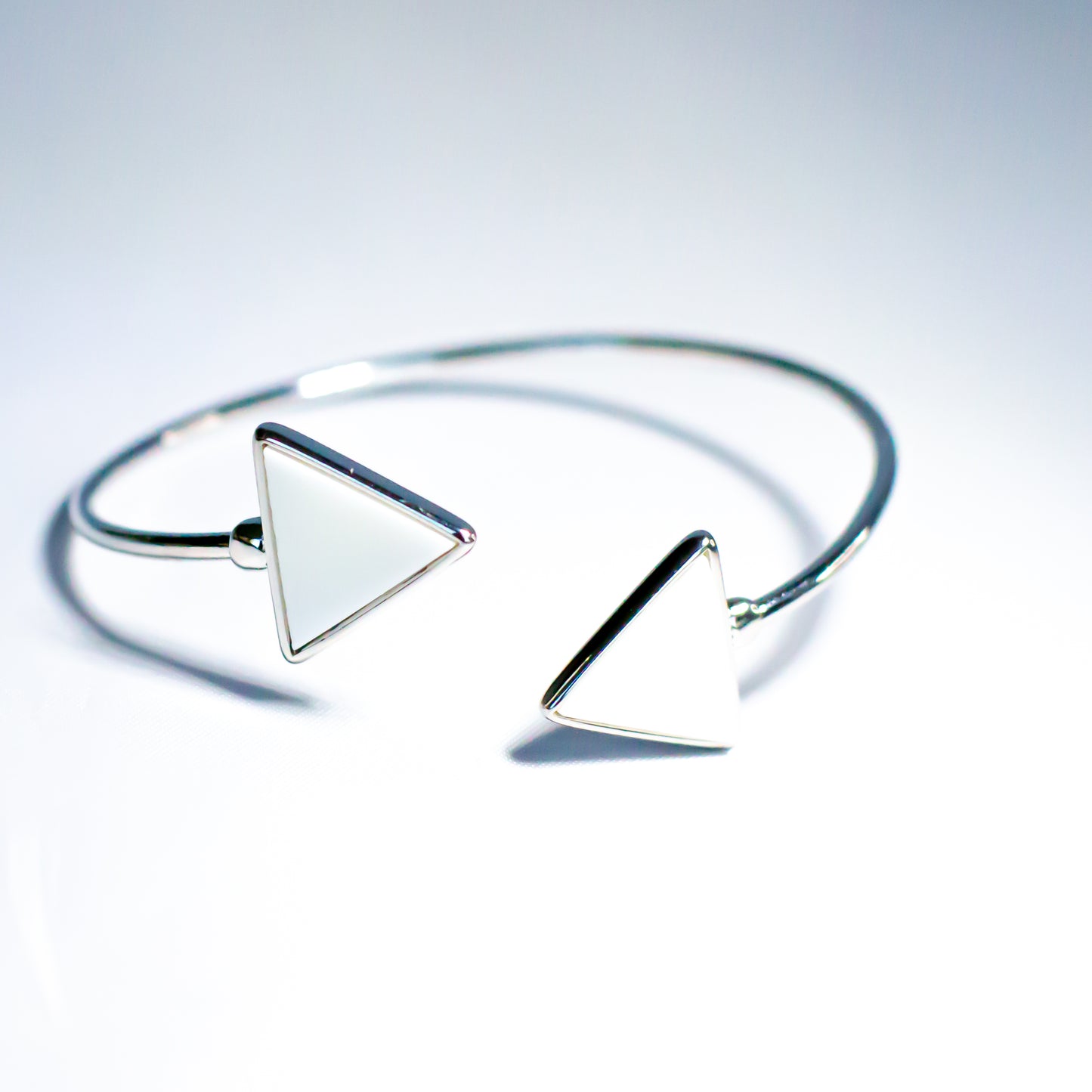 Pulseira Bracelete Pirâmide Duplo Ródio Branco