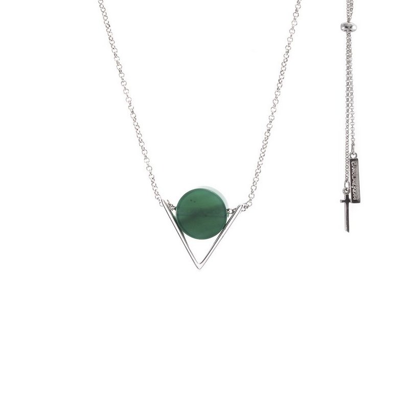 Colar Círculo + Metal Semi Triângulo Ródio Branco