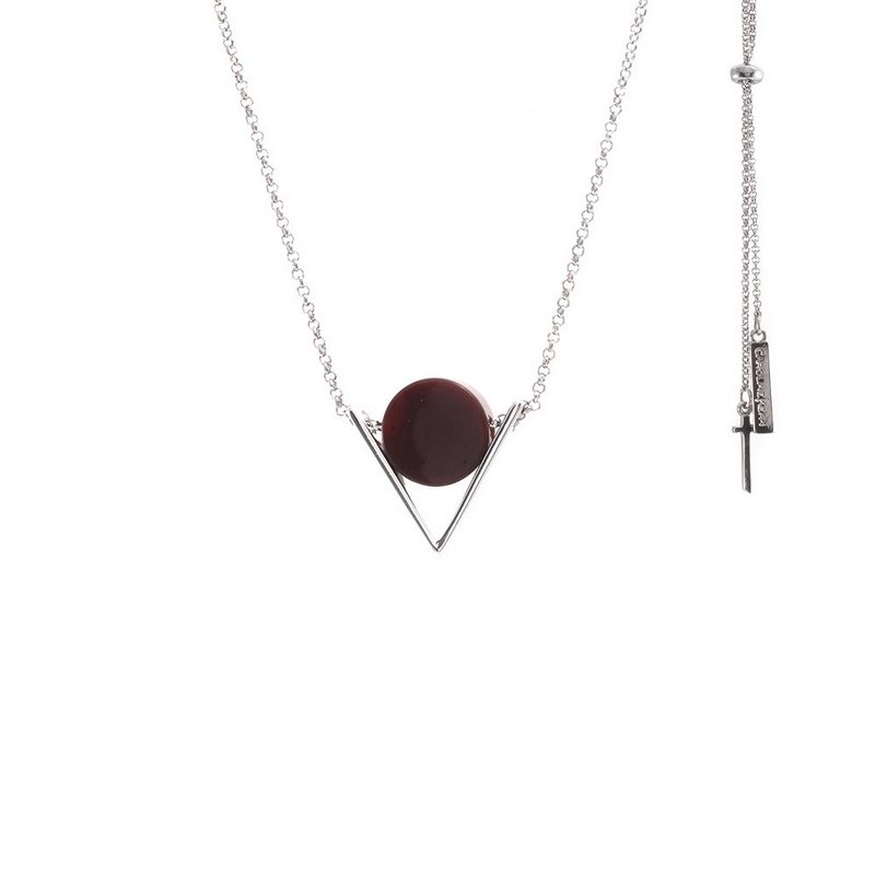 Colar Círculo + Metal Semi Triângulo Ródio Branco