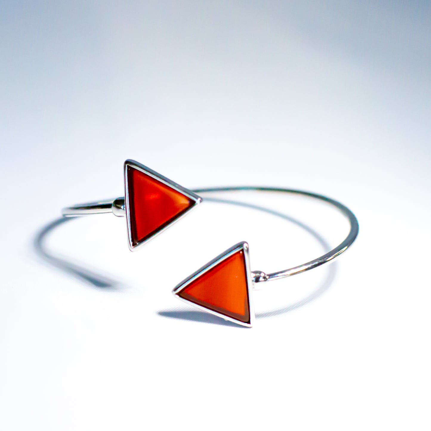 Pulseira Bracelete Pirâmide Duplo Ródio Branco