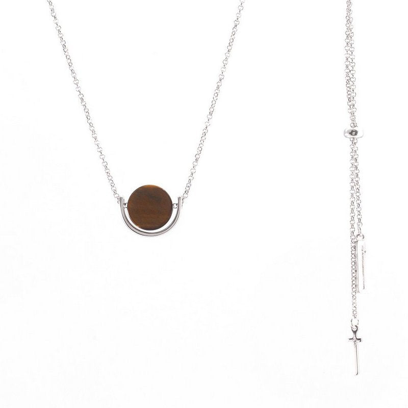 Colar Círculo + Metal Semi Círculo Ródio Branco