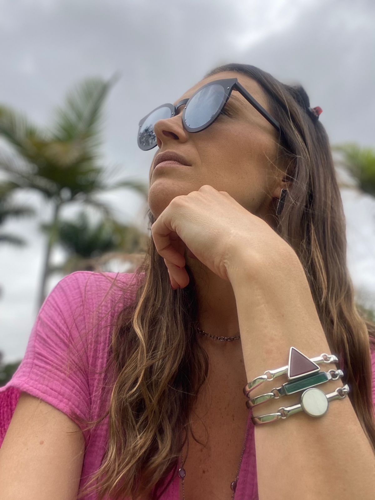 Pulseira Bracelete Lua Cheia Ródio Branco
