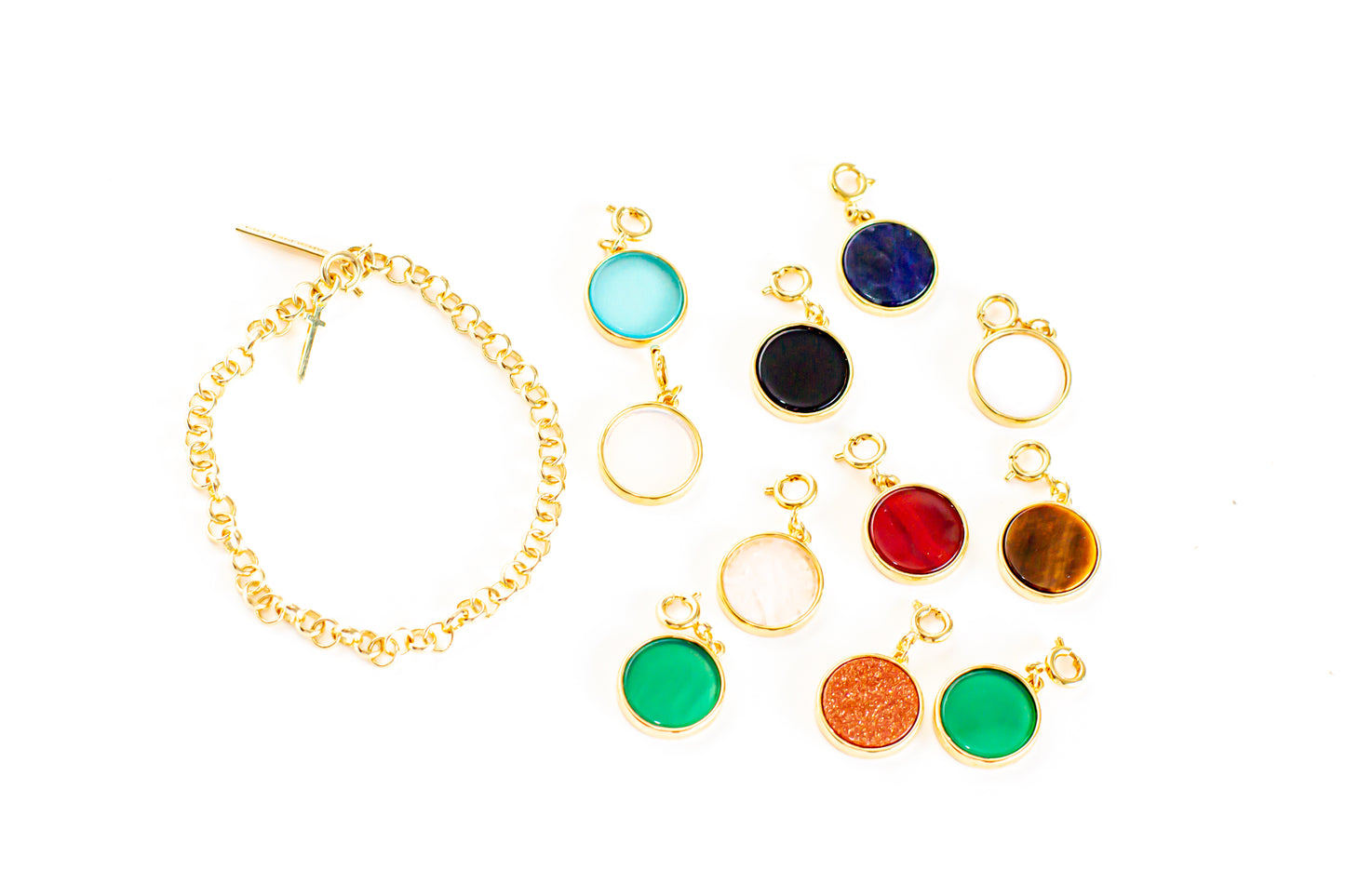 Pulseira Elos + Pingente Círculo Ouro