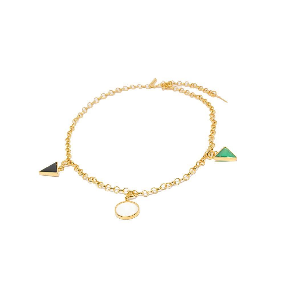 Pulseira Elos + Pingente Círculo Ouro