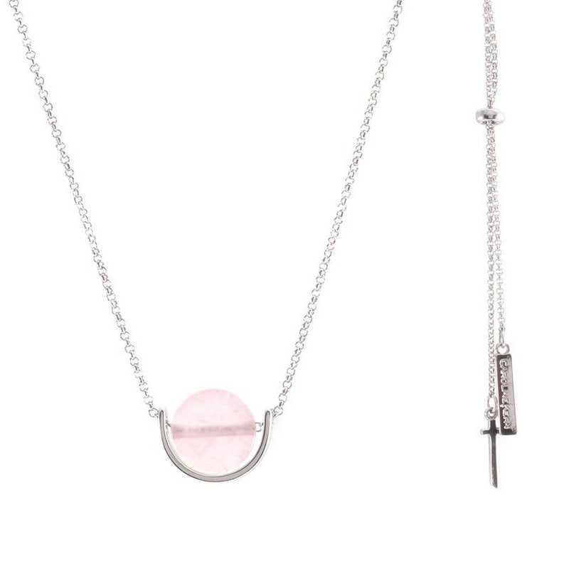 Colar Círculo + Metal Semi Círculo Ródio Branco